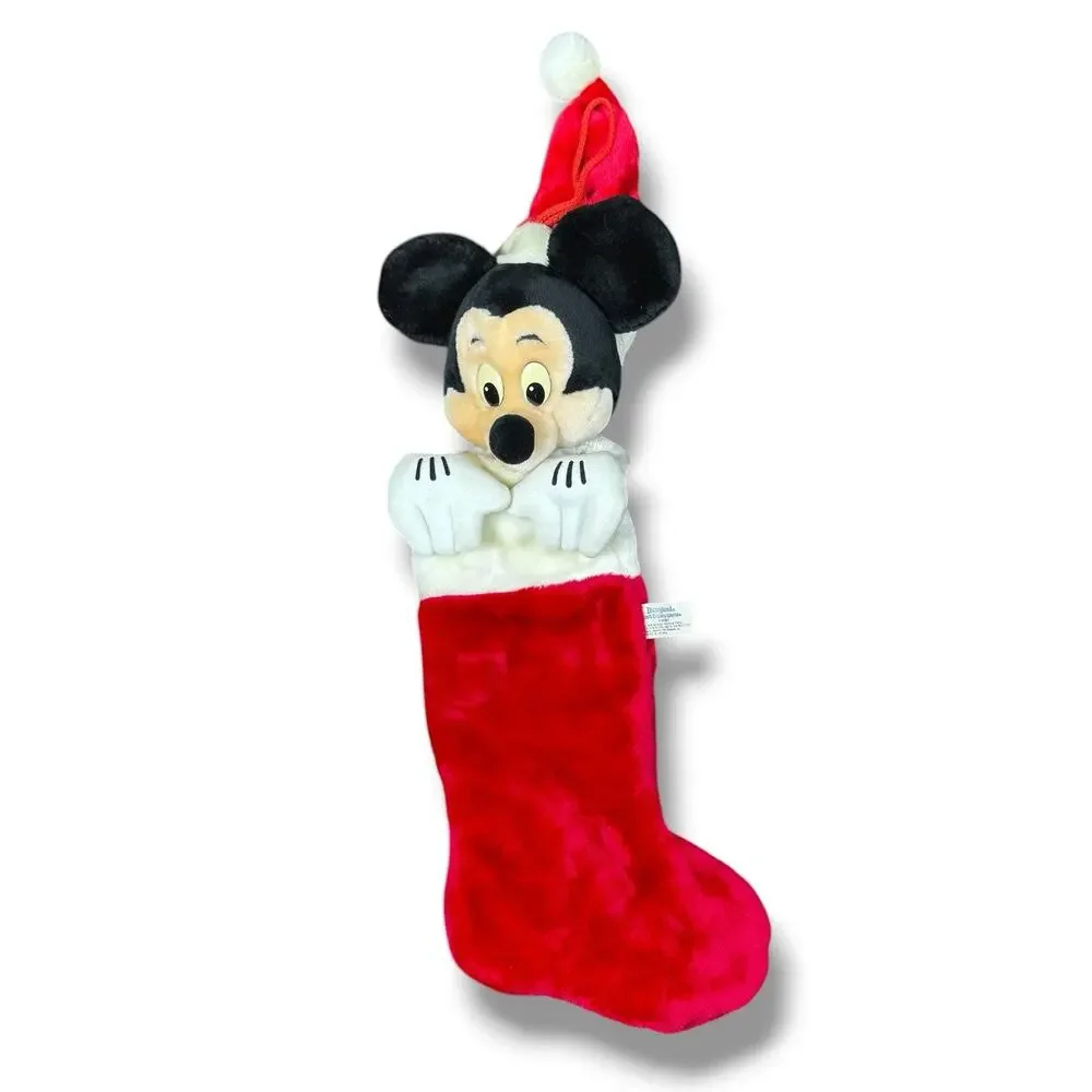 Disney Mickey Mouse 3D Plush Stocking —‎ Vintage Christmas Decor 22” Disneyland